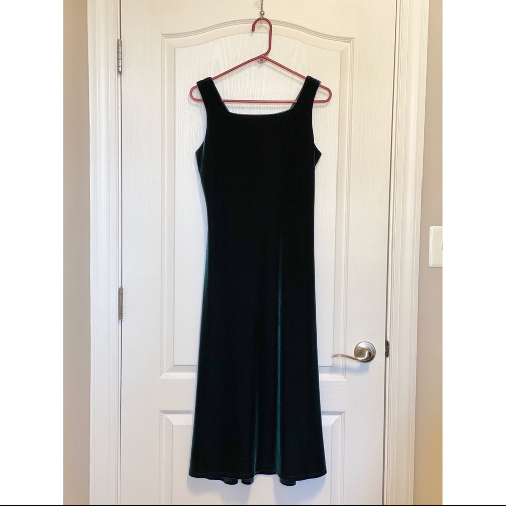 Green velvet dress
